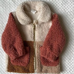 H&M Color block Faux Shearling Jacket